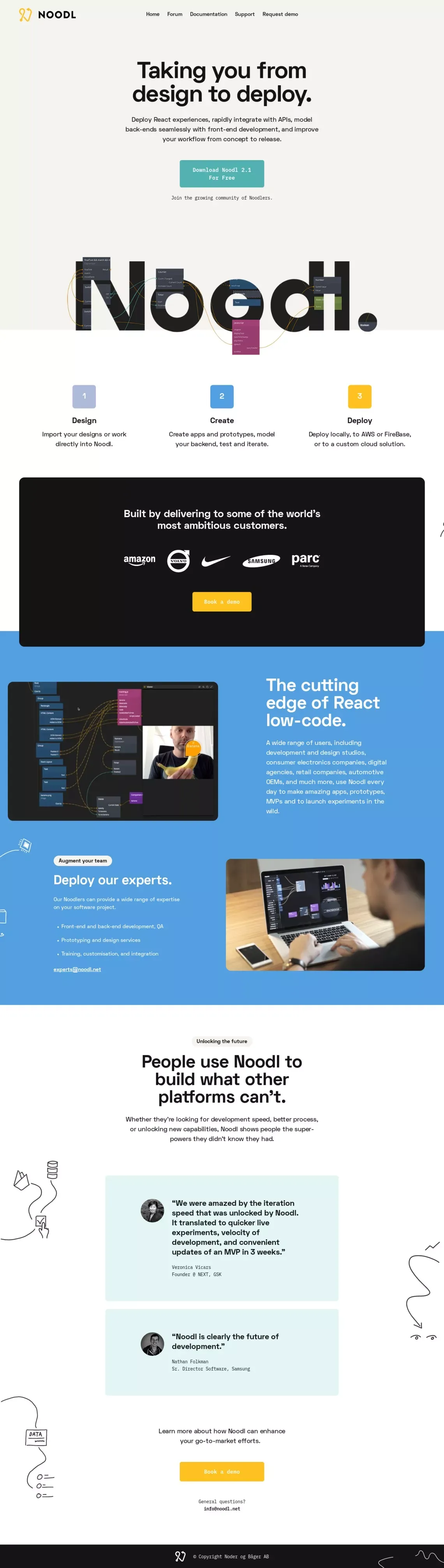 Noodl: Low-code for when experiences matter - Landing design