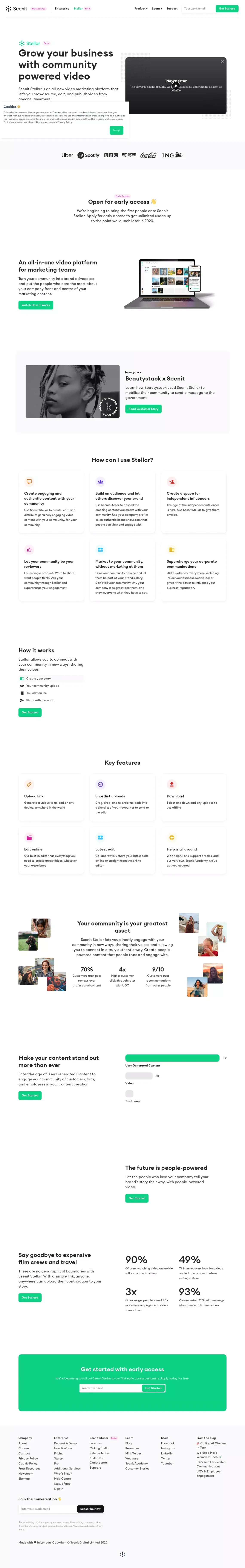 Seenit | Video crowdsourcing platform for marketing teams - website design