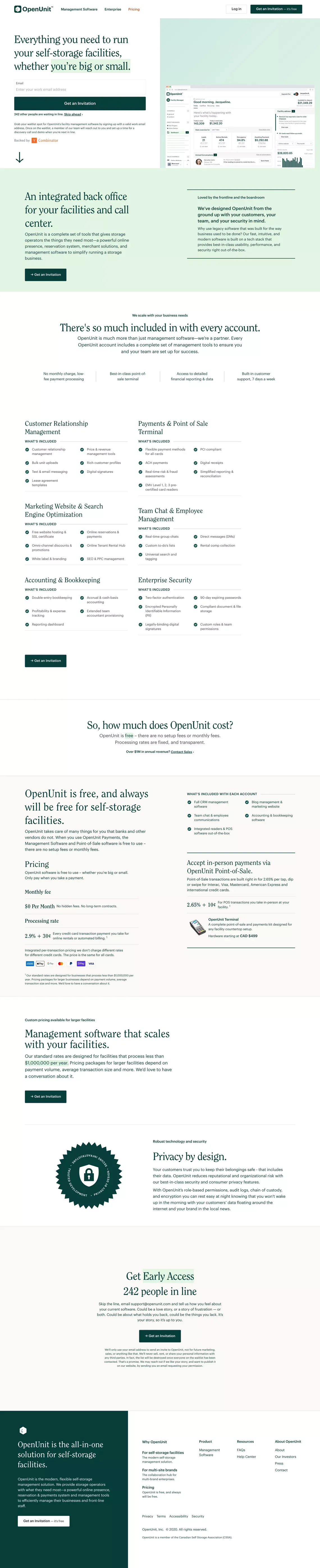 OpenUnit | The Modern Solution for Self-Storage Facilities - Landing design
