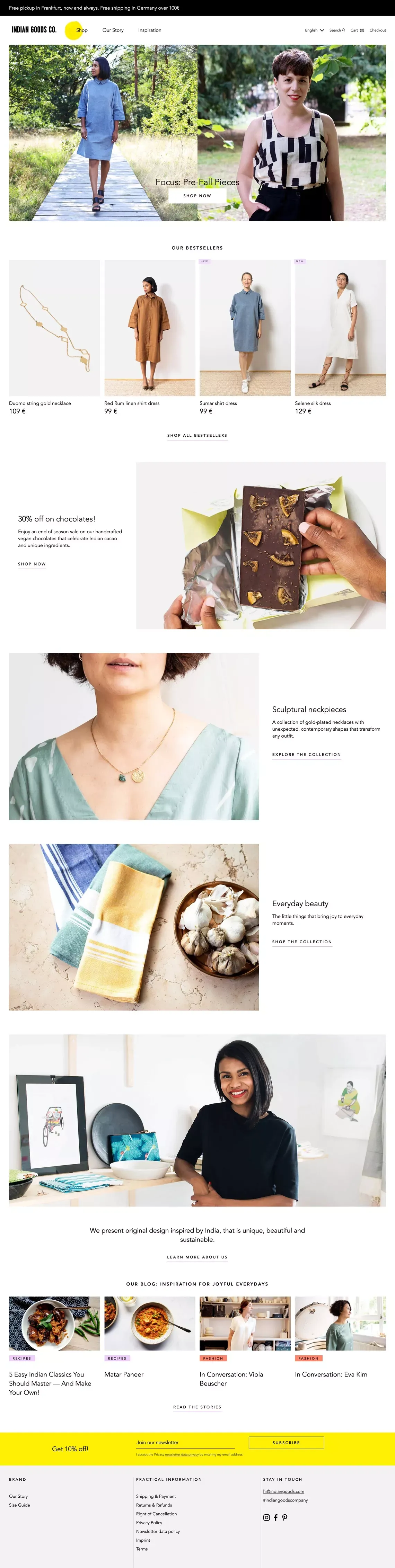 Contemporary ethical Indian fashion & homewares - Indian Goods Co. - Ecommerce design