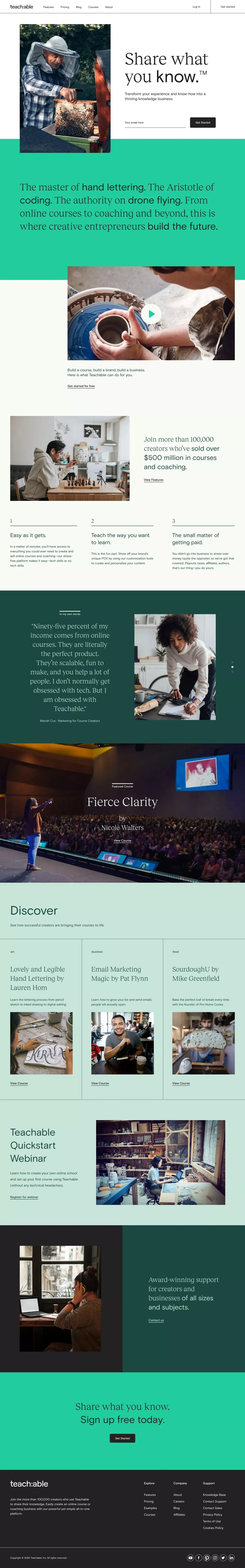 Teachable: Create and sell online courses and coaching - Landing design
