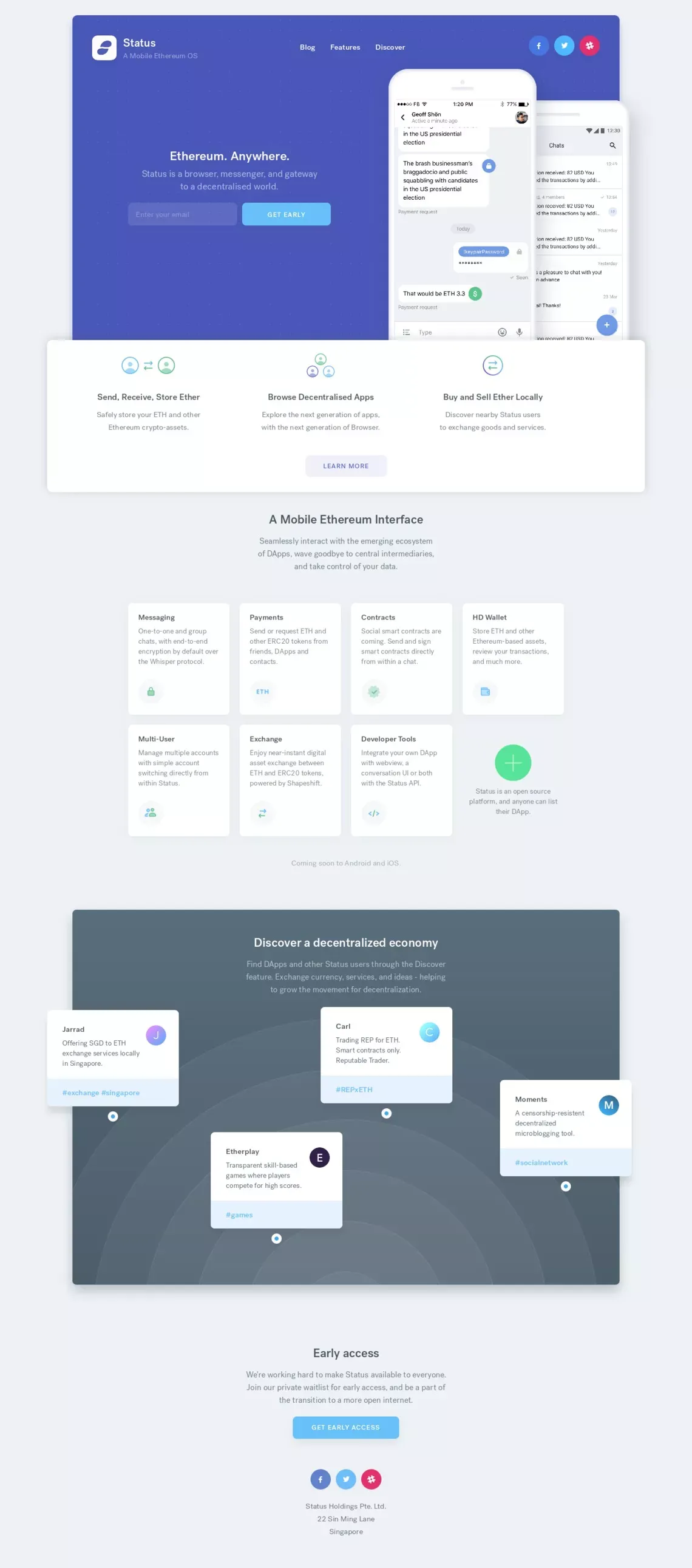 Status | The Mobile Ethereum Client - Landing design