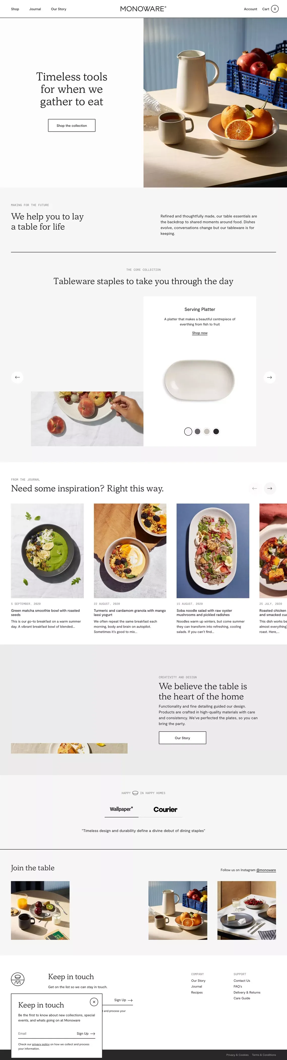 Monoware | Tableware & Home Goods - Ecommerce design