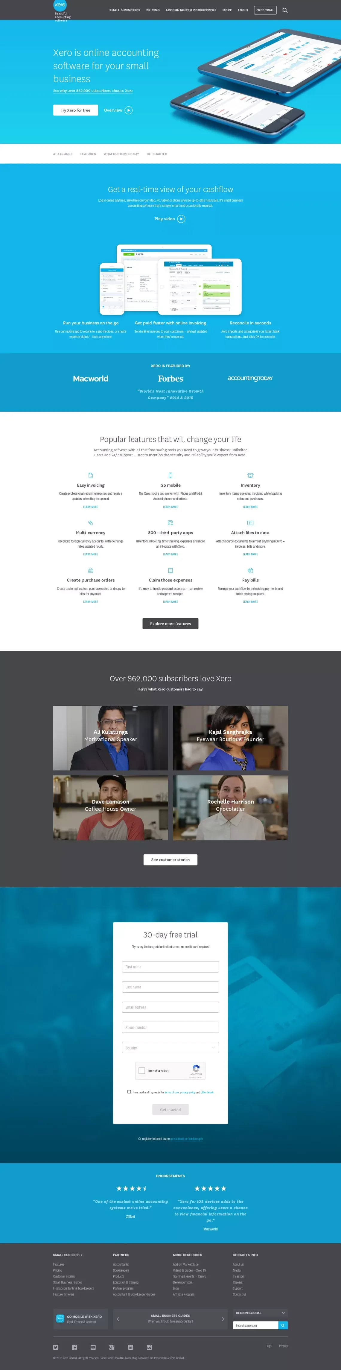 Accounting Software & Online Bookkeeping | Xero - Landing design