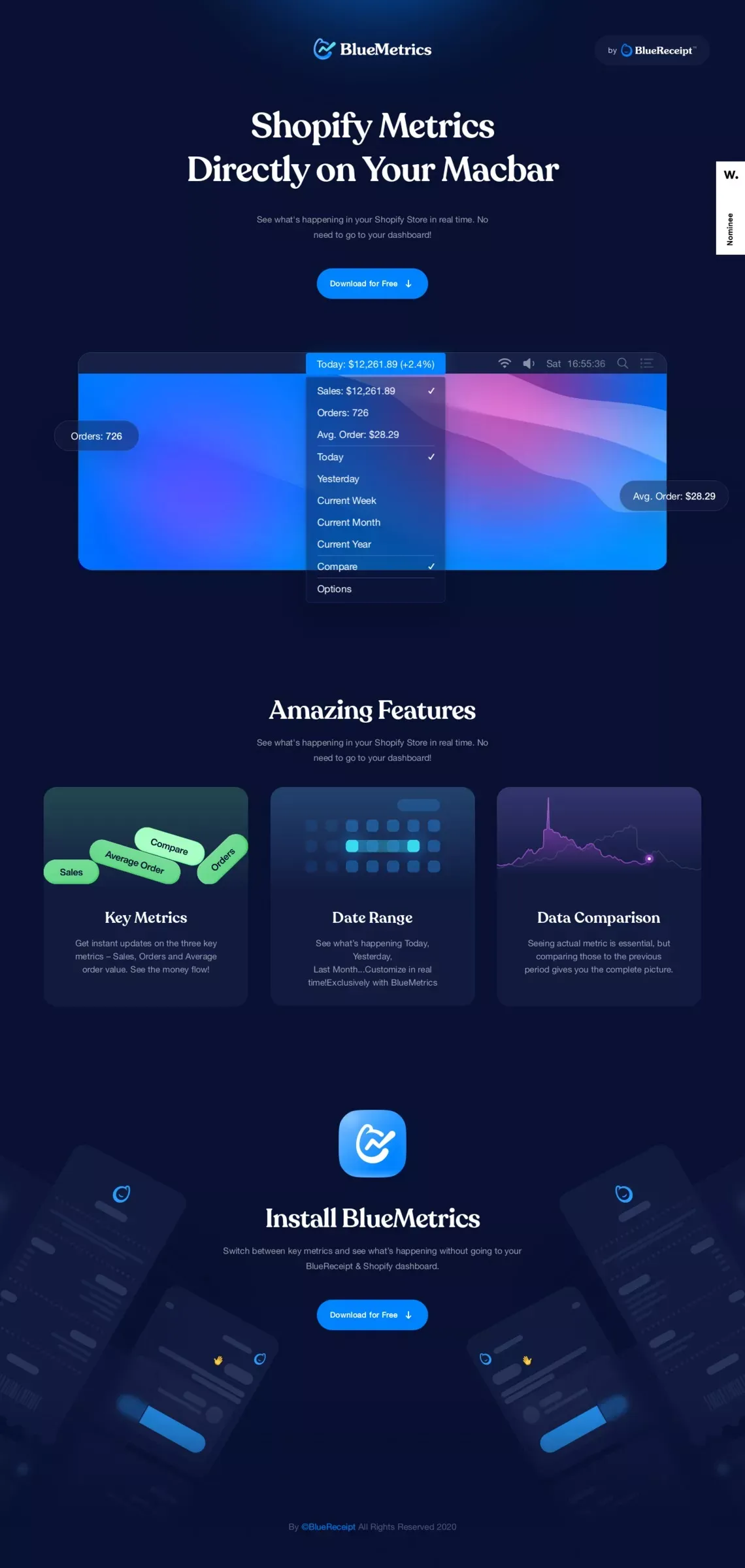 BlueMetrics - Landing design