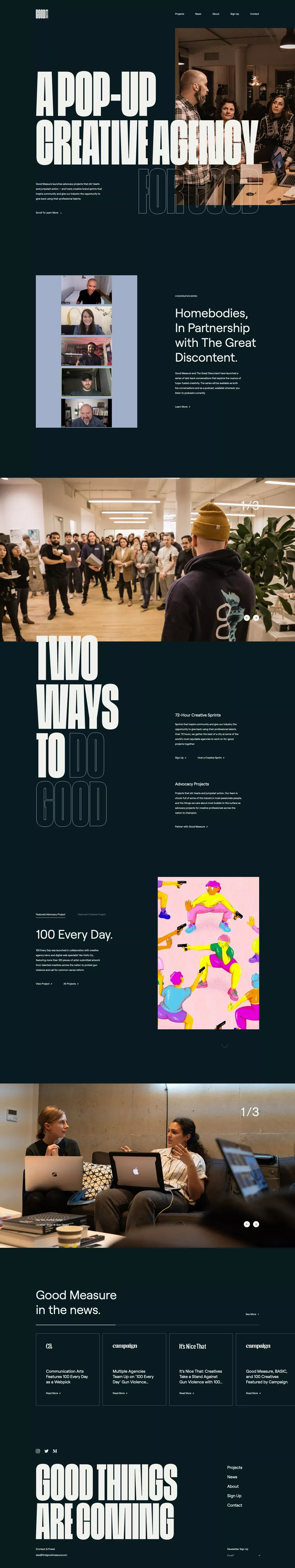 Good Measure | A Pop-Up Creative Agency - Portfolio design