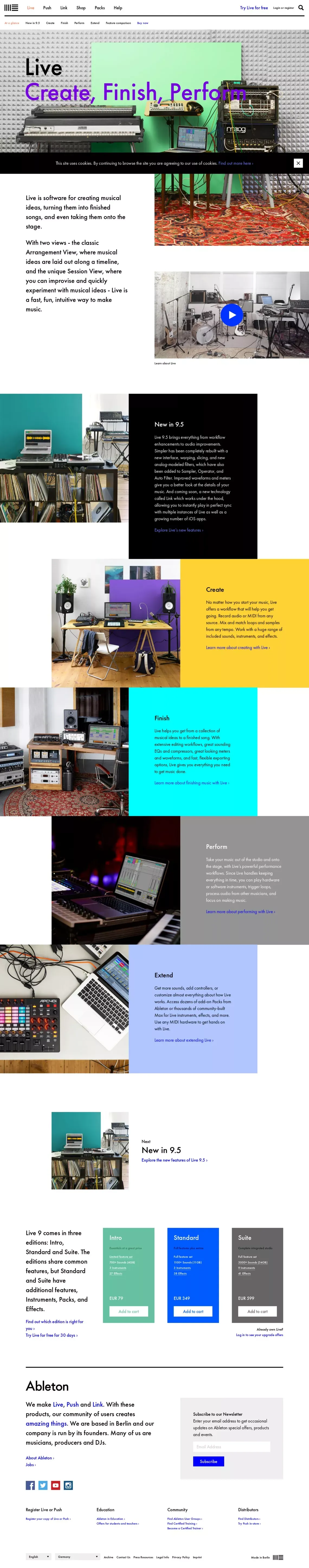 Live by Ableton - Landing design