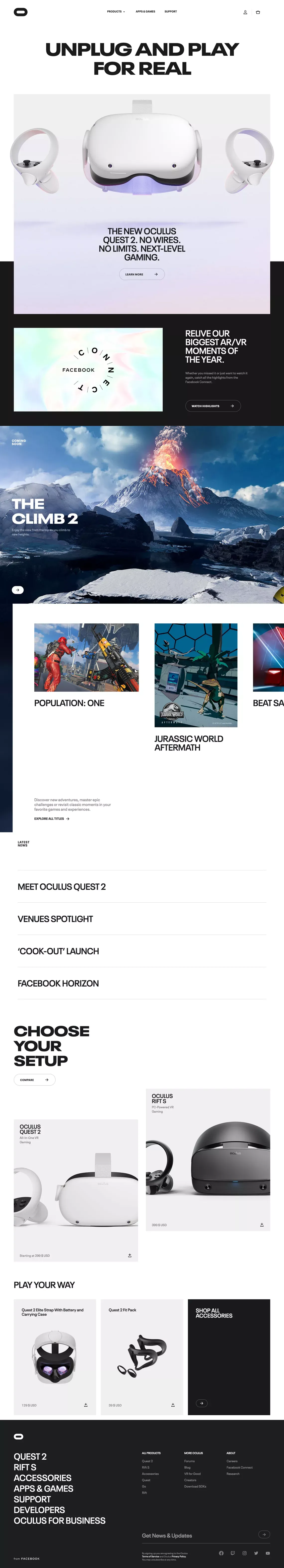 Oculus | VR Headsets & Equipment - Landing design