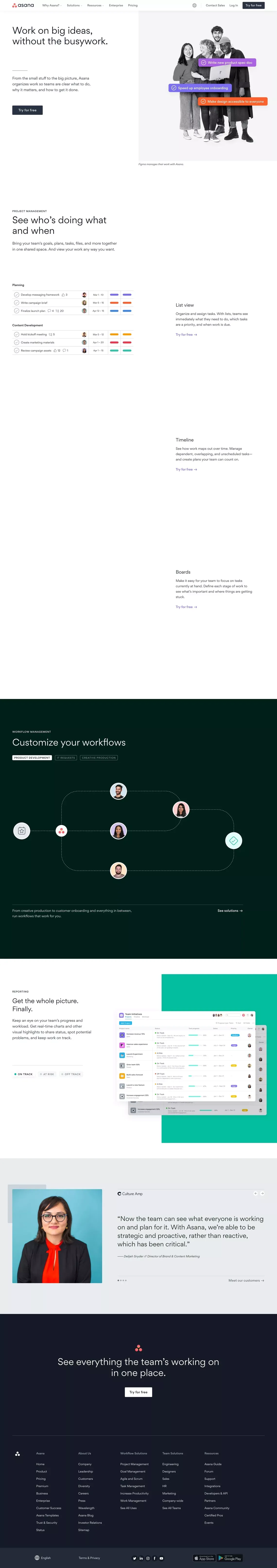 Manage your team’s work, projects, & tasks online · Asana - Landing design