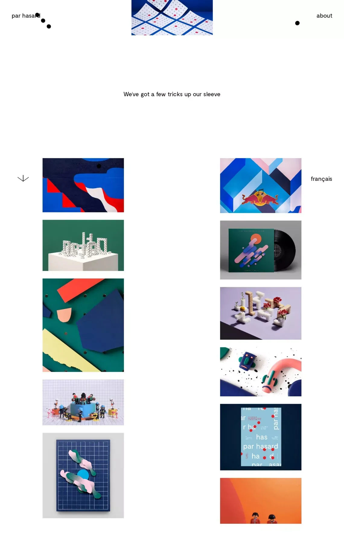 Homepage - Par Hasard - Portfolio design