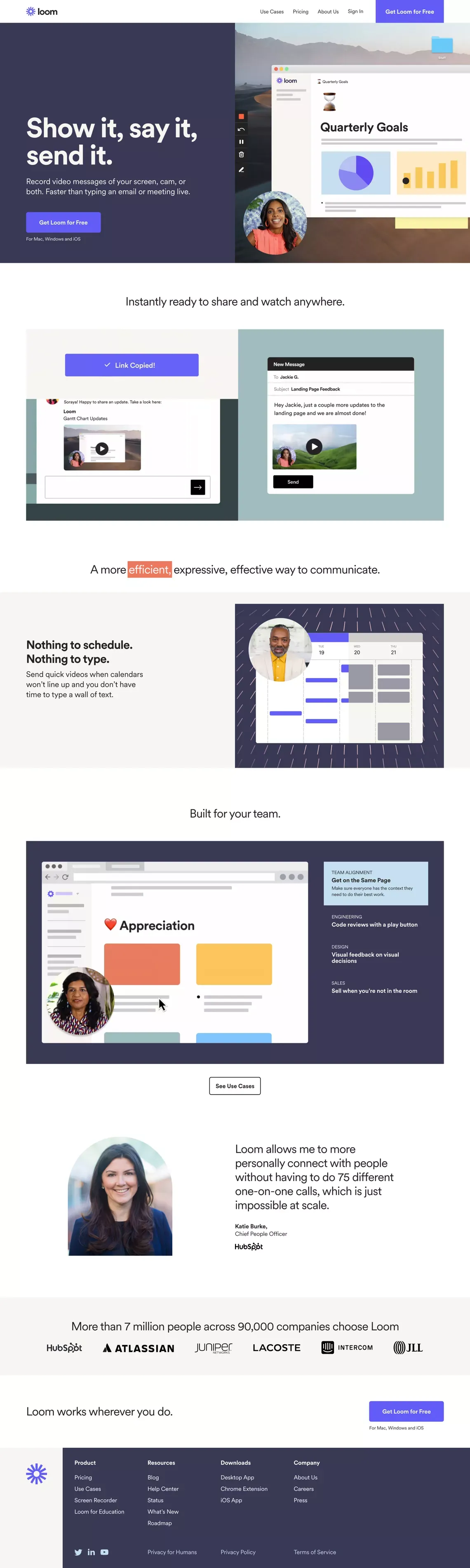 Loom: Video Messaging for Work - Landing design