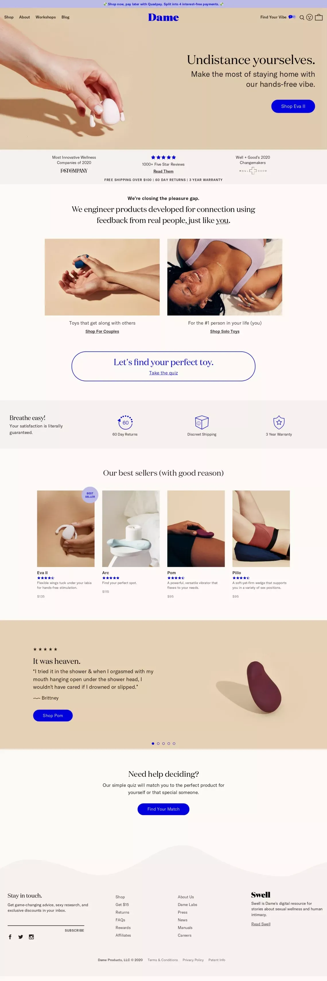 Dame Products • Engineering for intimacy - Ecommerce design