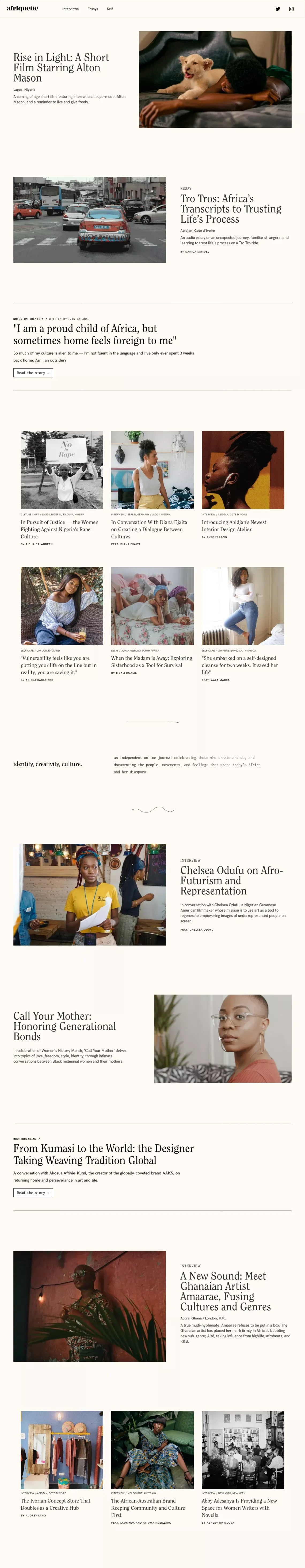 Afriquette - Blog design