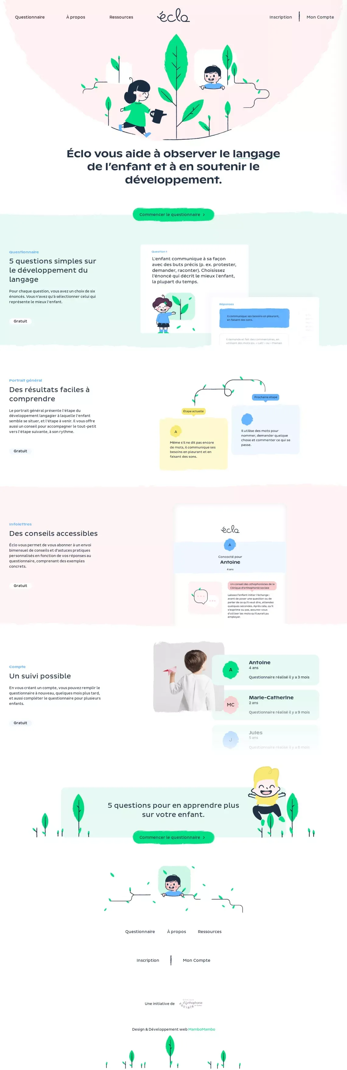 éclo, plateforme d’aide au développement du langage chez l'enfant – éclo - website design