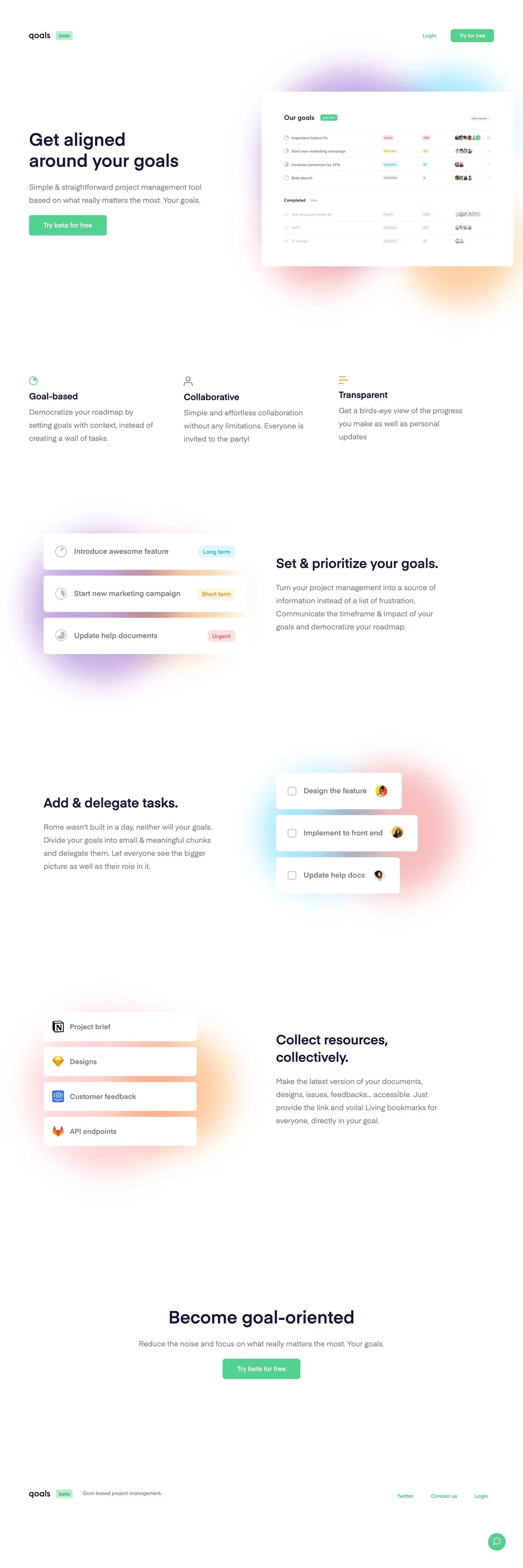 Qoals - Landing design