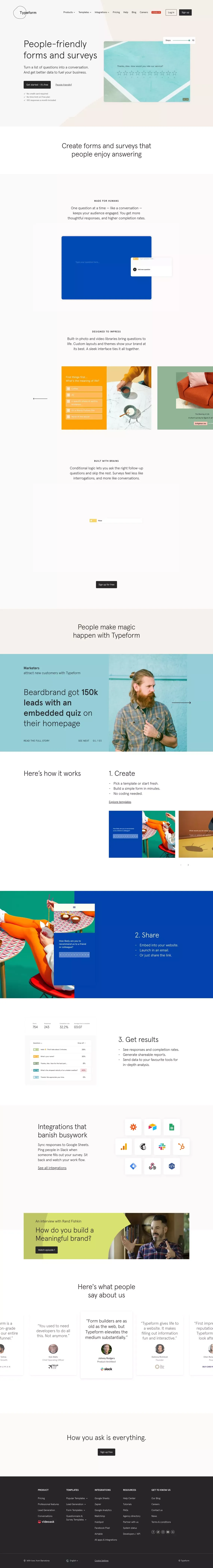 Typeform: People-Friendly Forms and Surveys - Landing design