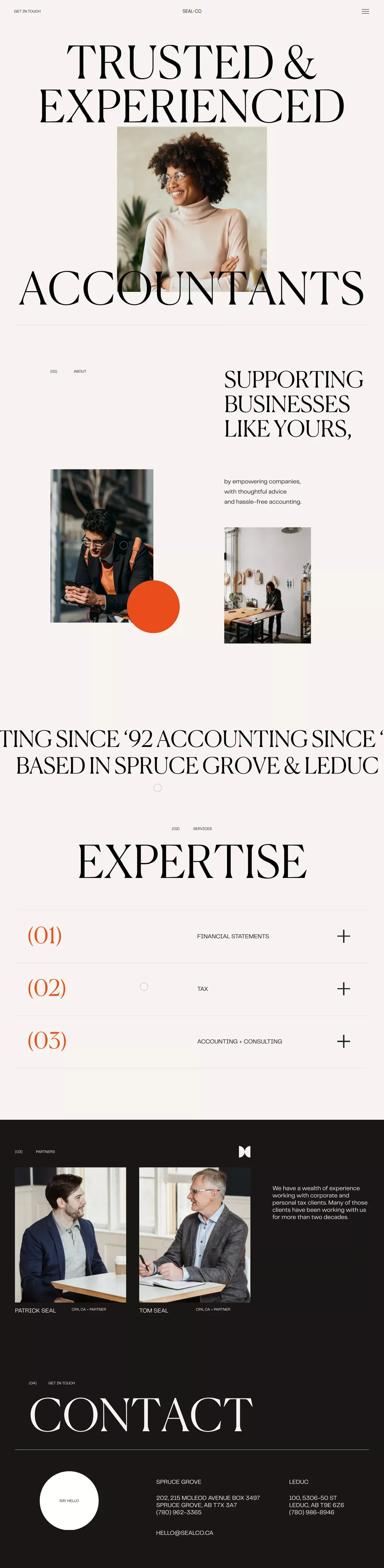 Seal + Co Professional Accountants | Spruce Grove, Leduc - Portfolio design
