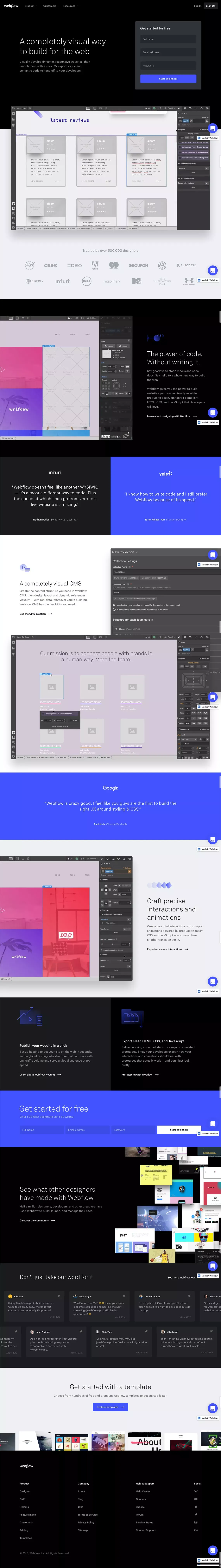 Responsive web design tool, CMS, and hosting platform | Webflow - Landing design