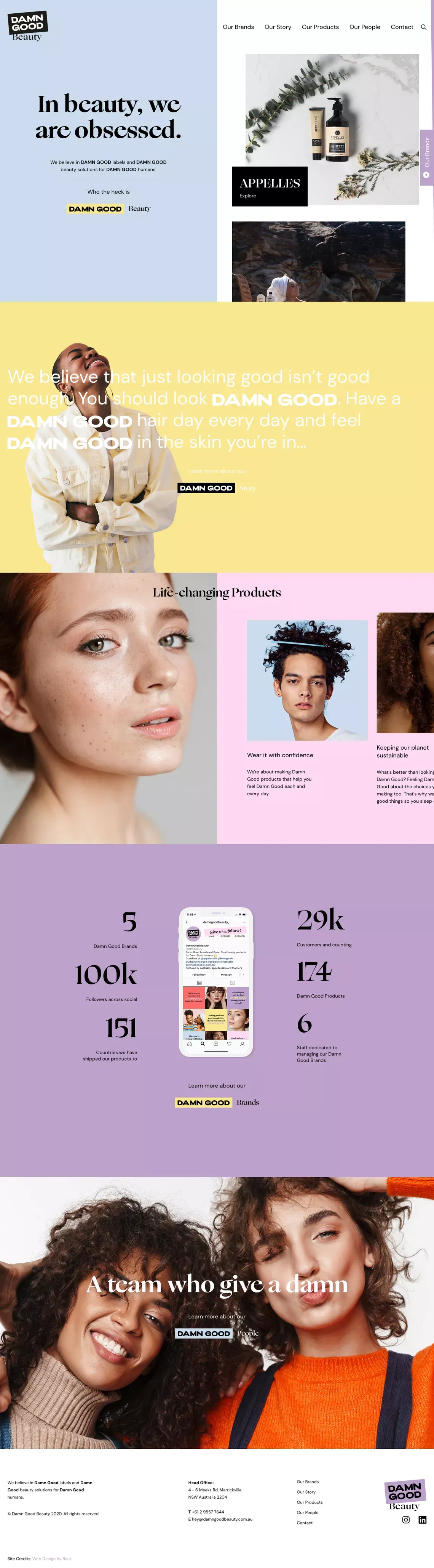 Damn Good Beauty | Brands that give a damn - Landing design