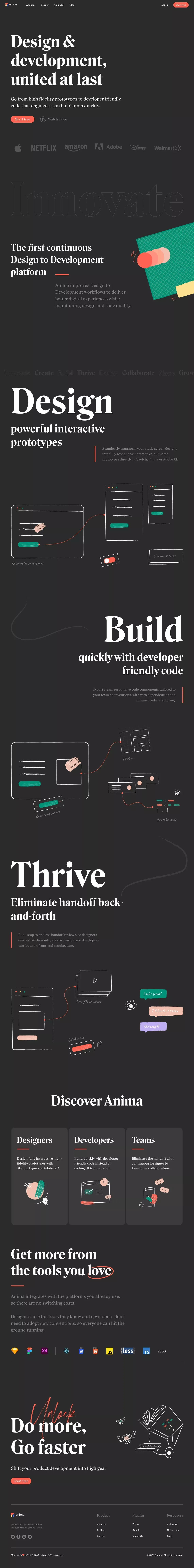 Anima | Design to development platform - Landing design