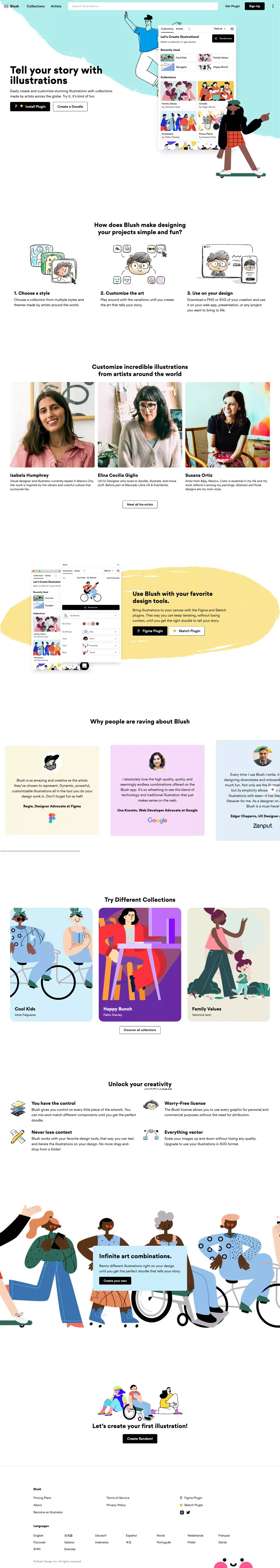 Blush: Illustrations for everyone - Landing design