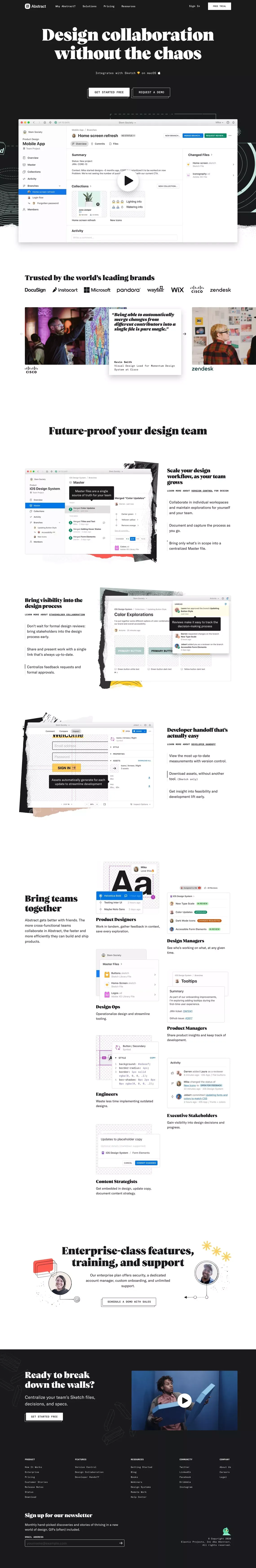 Abstract: Design Version Control, Collaboration, & Handoff for Teams - Landing design