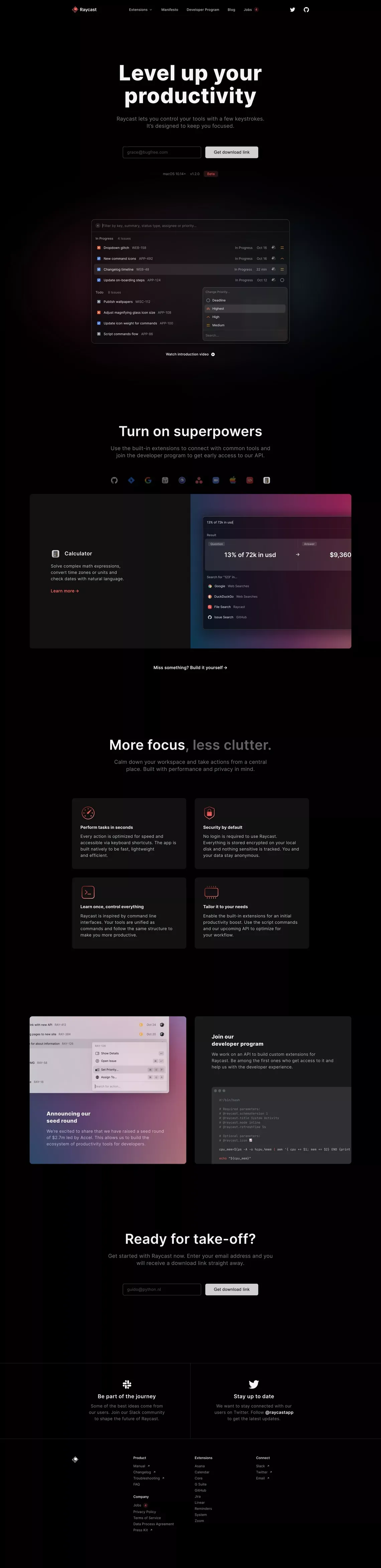 Raycast - Landing design