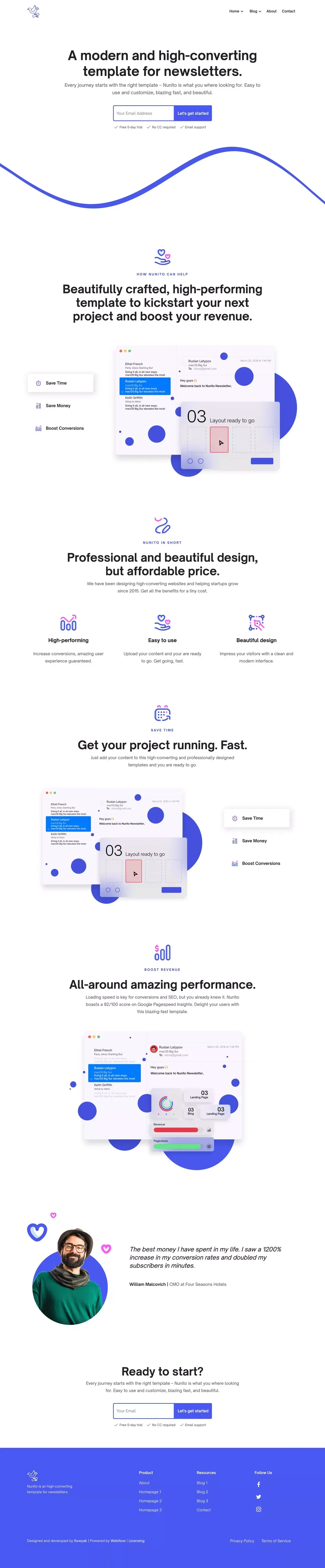 Nunito - Newsletter Webflow Template - Template design