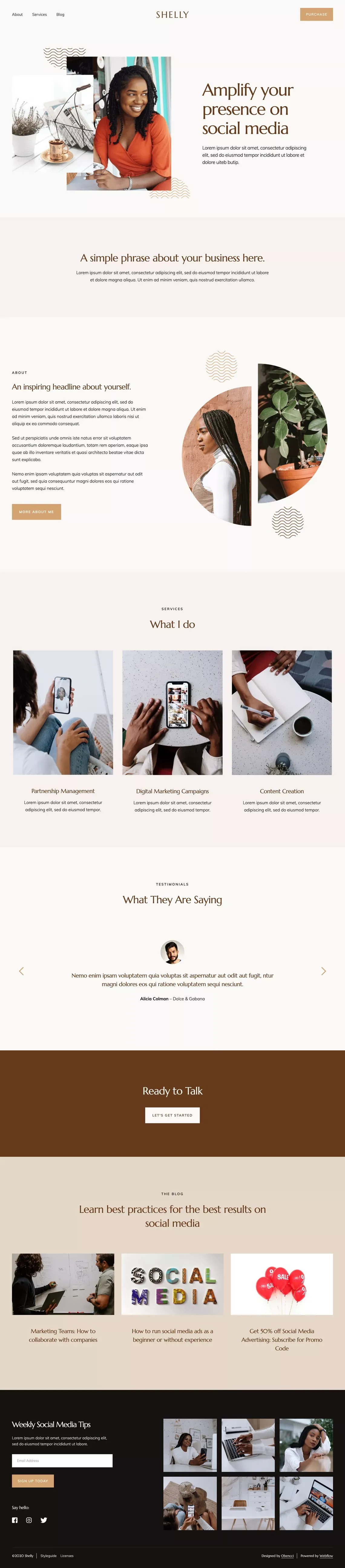 Shelly - Marketing Webflow Template - Template design