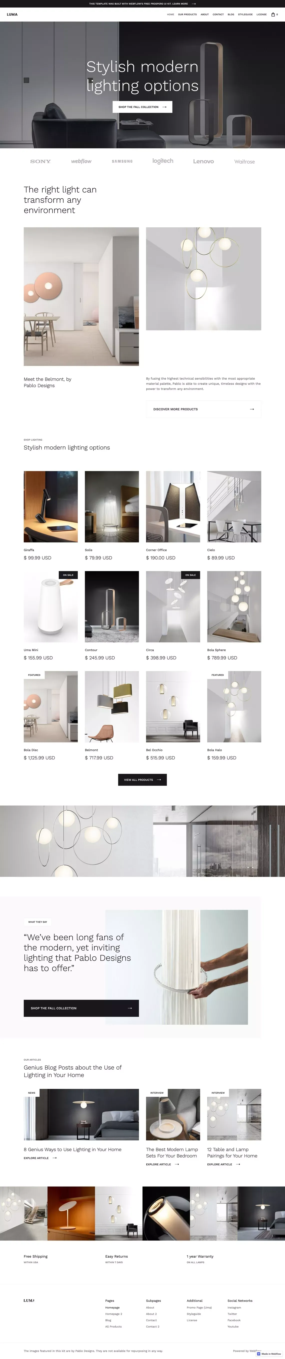 Luma - Retail Webflow Template - Template design