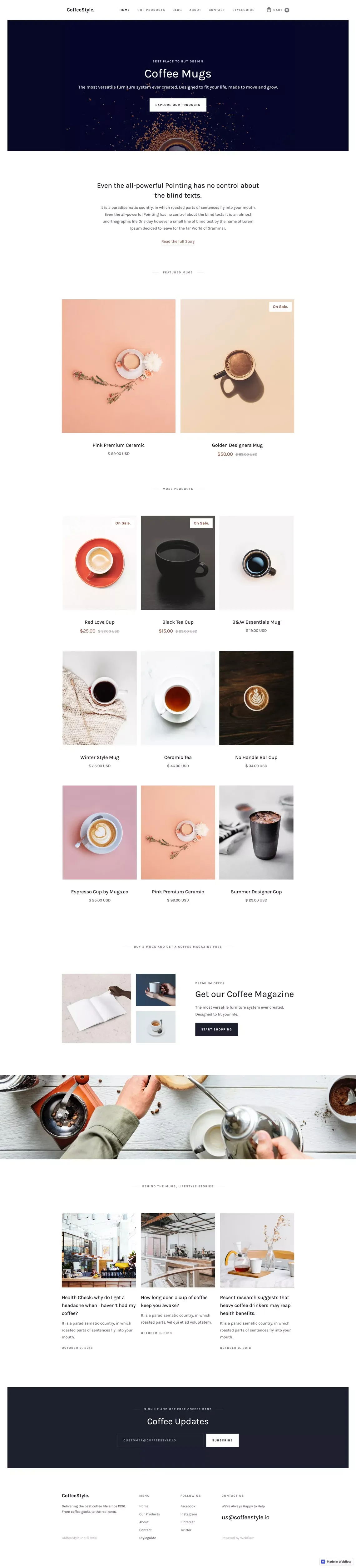 CoffeeStyle - Coffee Shop Webflow Template - Template design