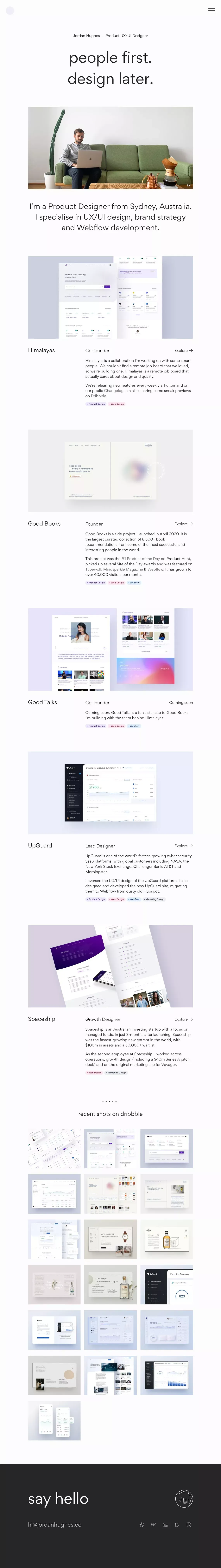 Jordan Hughes — Product UX/UI Designer - Portfolio design
