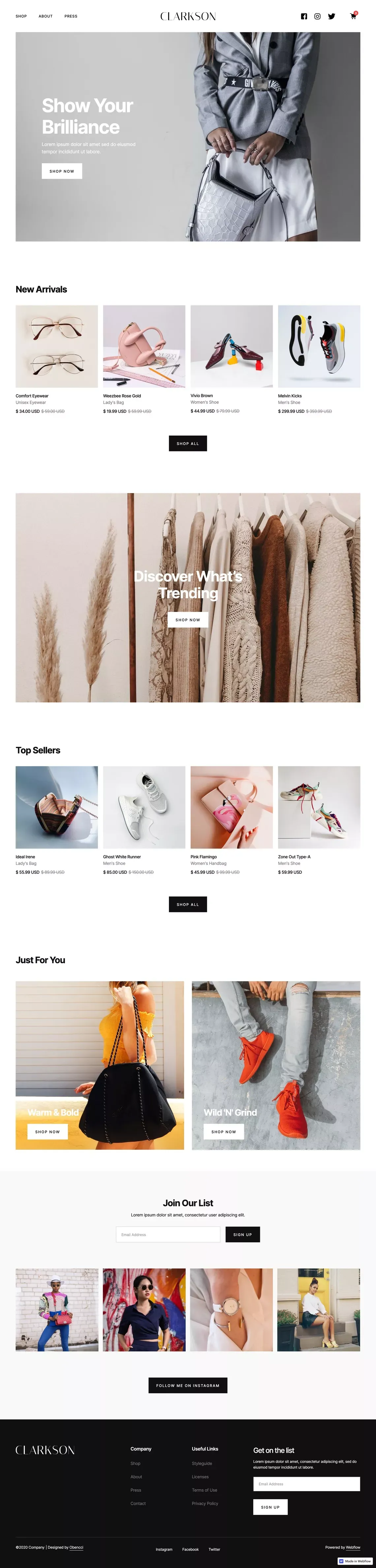 Clarkson - Fashion Webflow Template - Template design