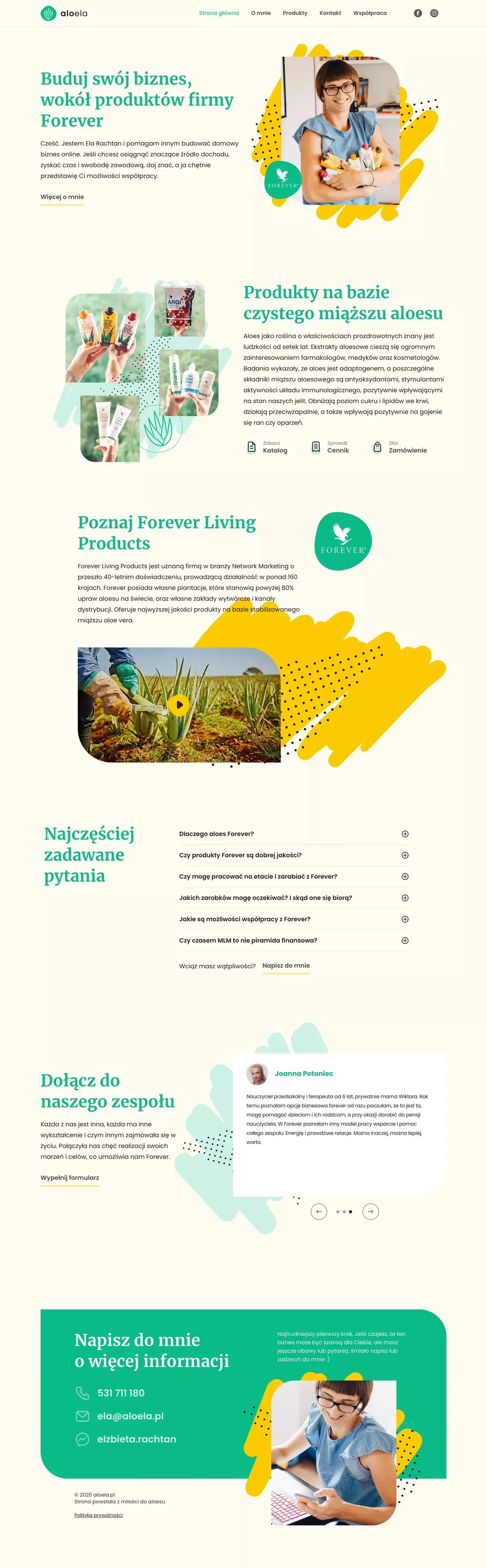 Aloela - Odkryj Świat Marki Forever Living Products. - Landing design
