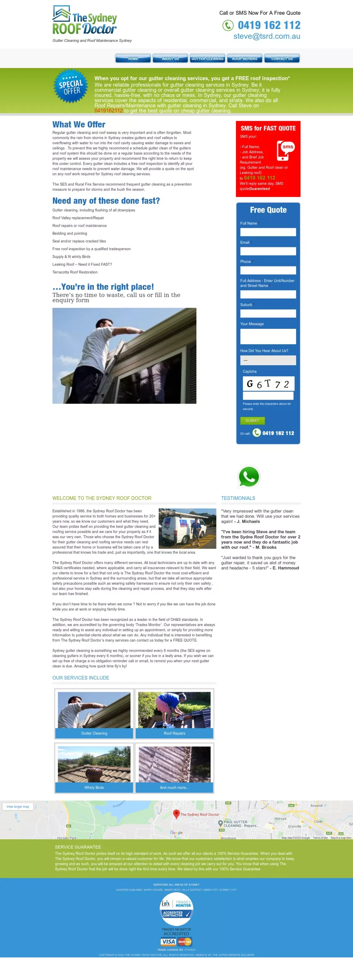 Gutter Cleaning Sydney & Roof Maintenance | The Sydney Roof Doctor - website design