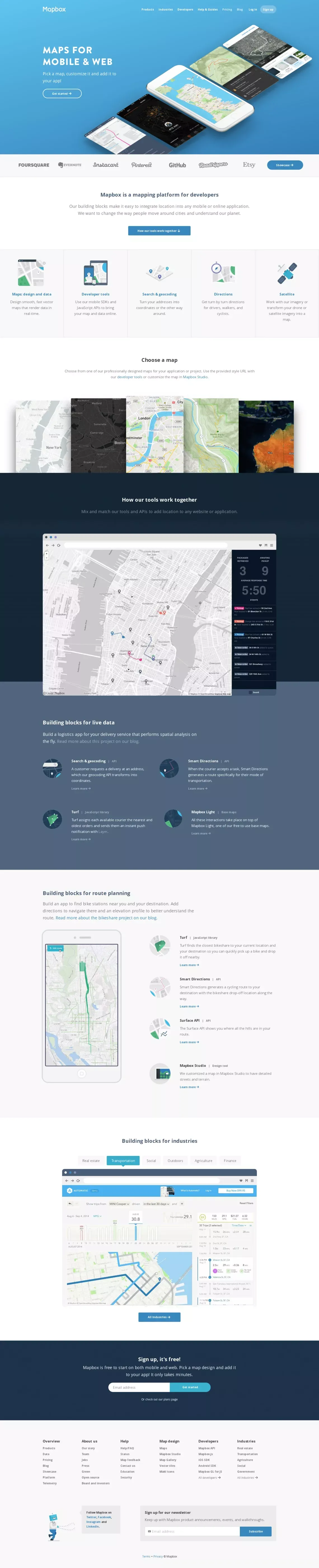 Mapbox | Design and publish beautiful maps - Landing design
