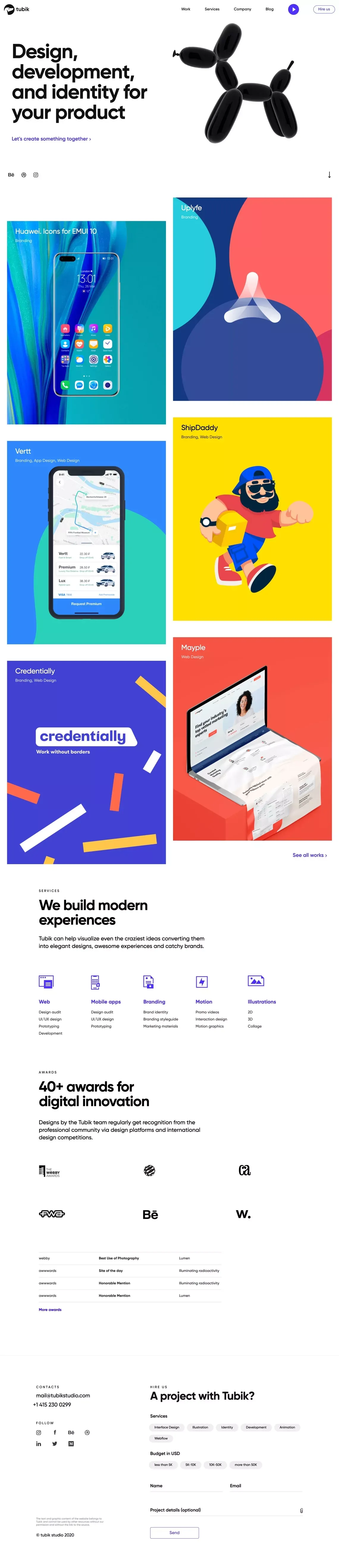 Tubik Studio, digital agency creating mobile and web products - Portfolio design