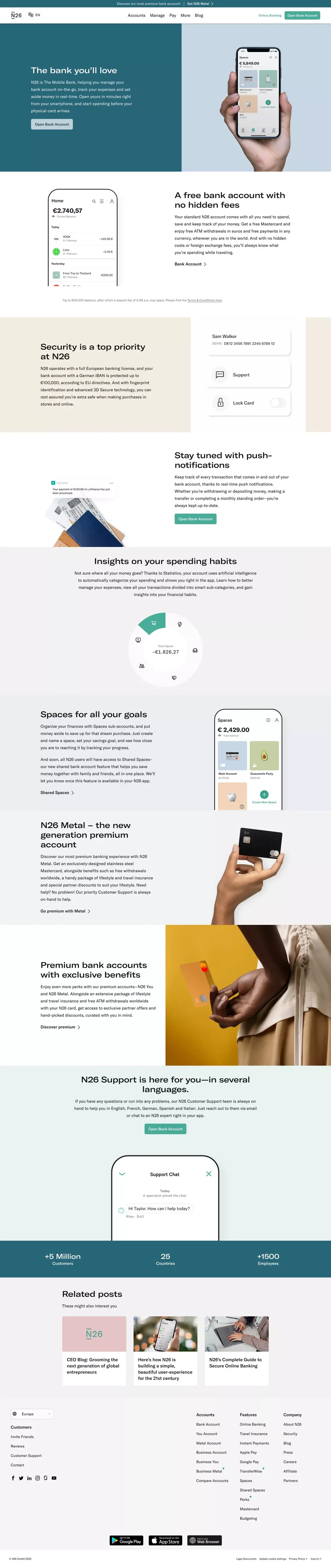 N26 The Mobile Bank — N26 Europe - Landing design