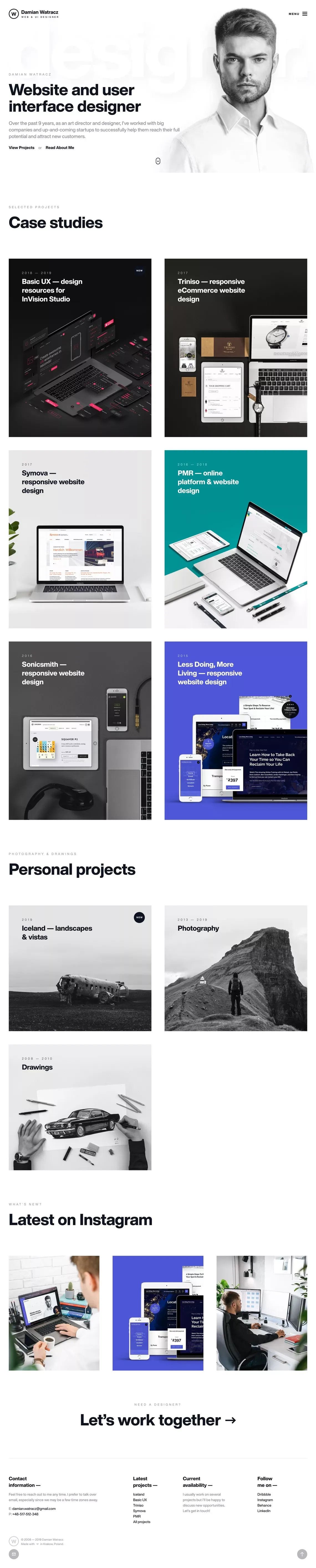 Portfolio | Damian Watracz - Freelance Web & UI Designer - Portfolio design