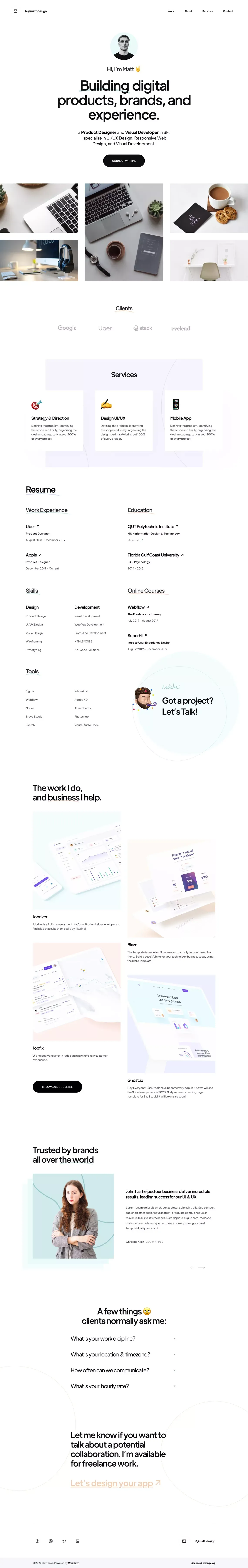 Creator - Portfolio Webflow Template - Template design