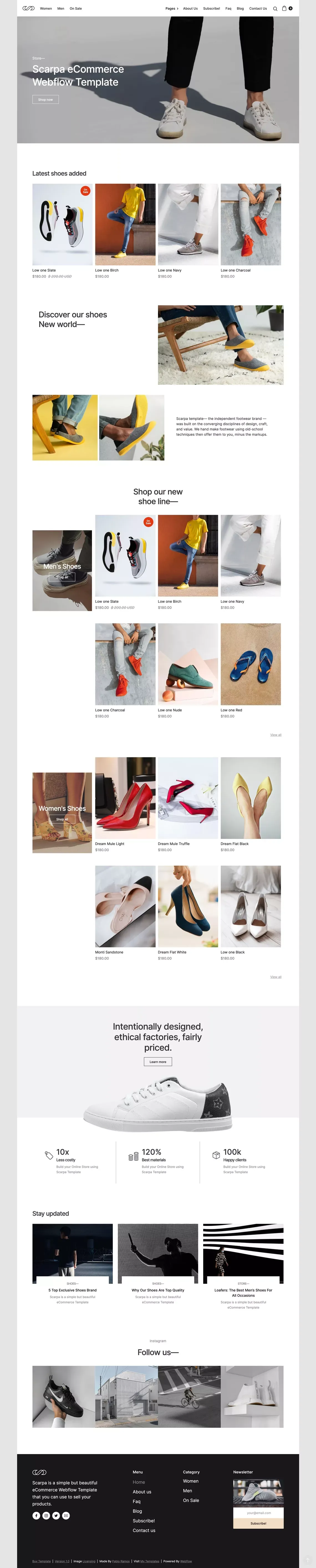 Scarpa - Retail Webflow Template - Template design
