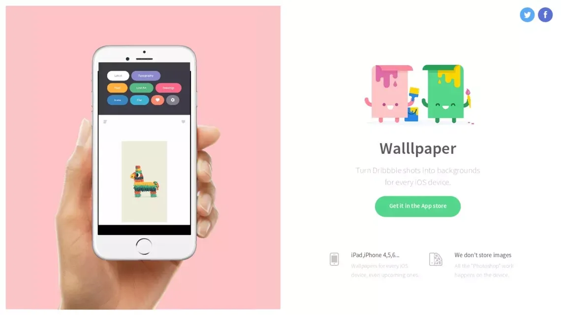 Walllpaper - Dribbble art turned into wallpapers for your phone - Landing design