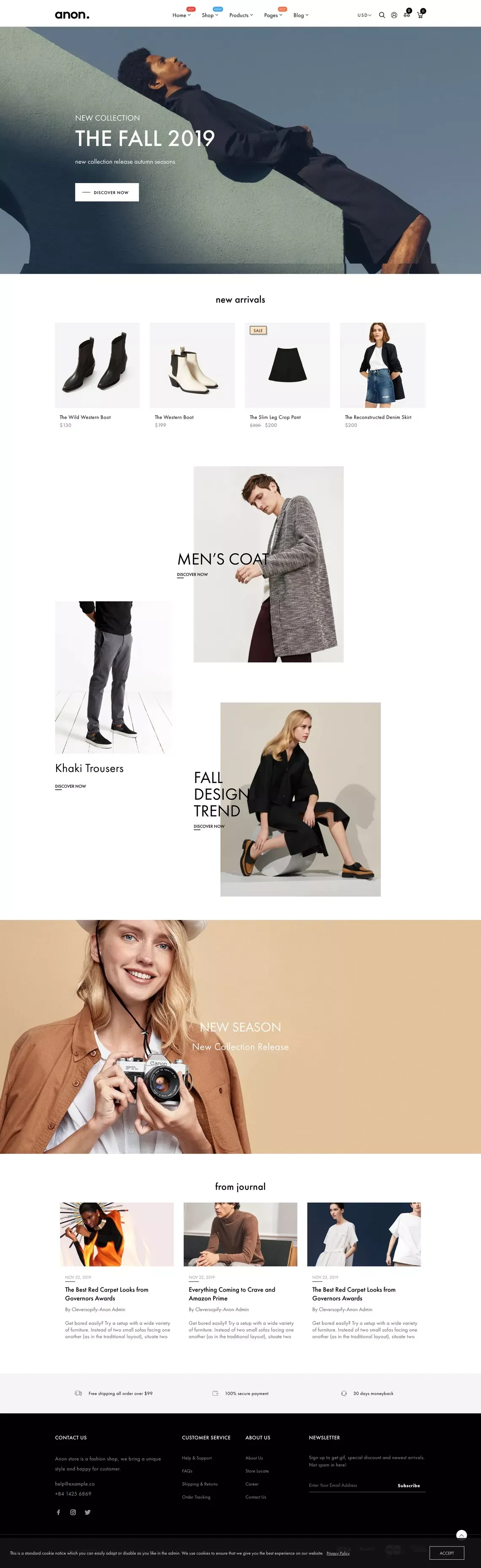 Anon - Minimal Responsive Shopify Theme by CleverSoft | ThemeForest - Template design