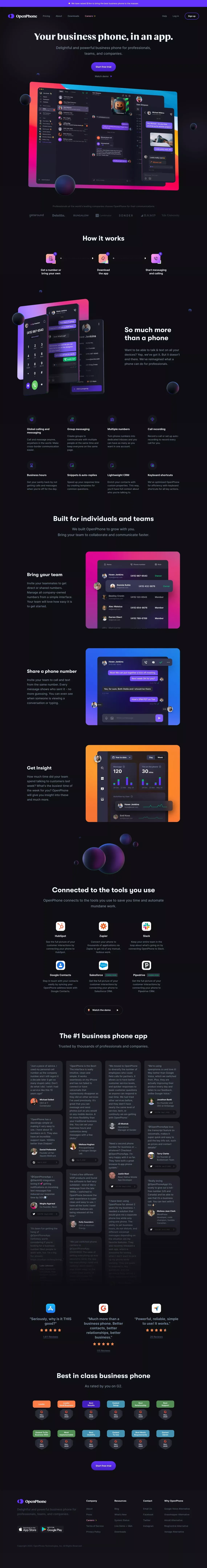 OpenPhone - Modern Business Phone for Startups and Small Businesses - Landing design