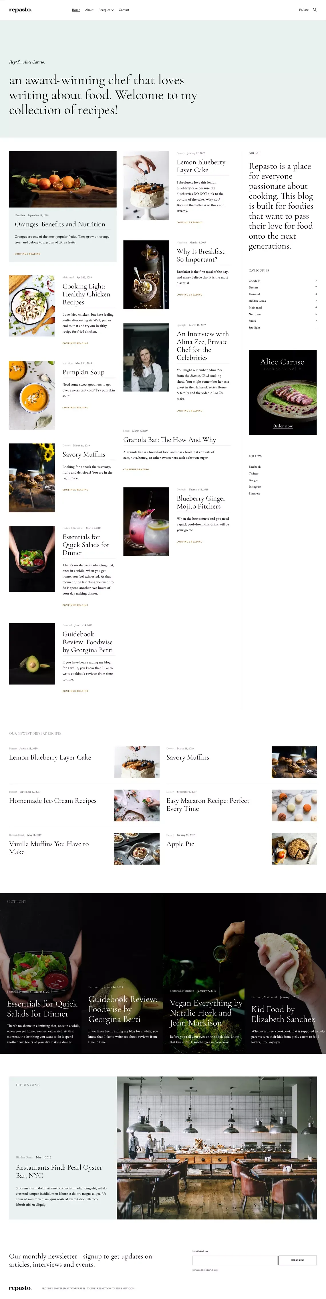 Repasto - Food blog WordPress theme - ThemesKingdom - Template design