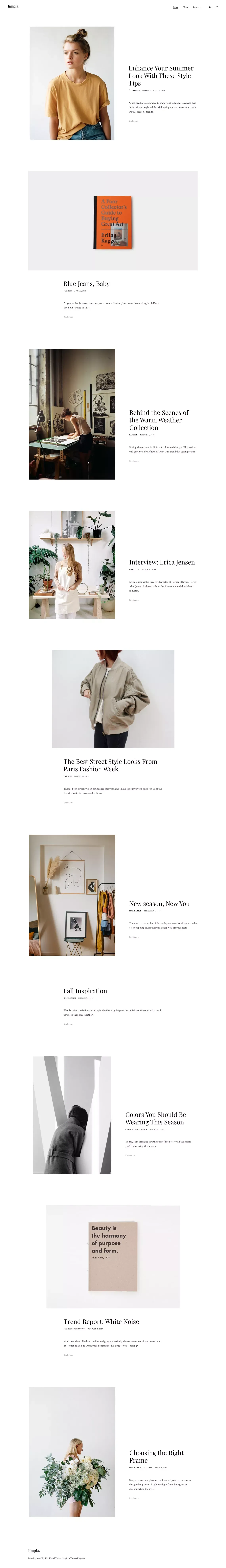 Limpia - a free WordPress blog theme made for influencers - ThemesKingdom - Template design