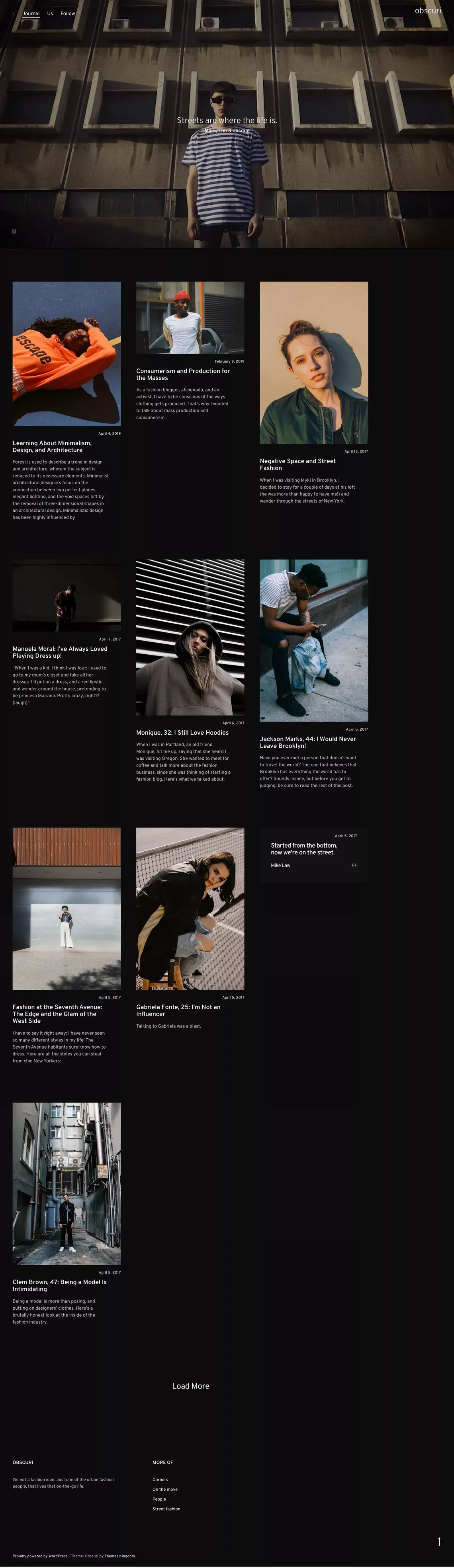 Obscuri - WordPress theme built for influencers - ThemesKingdom - Template design
