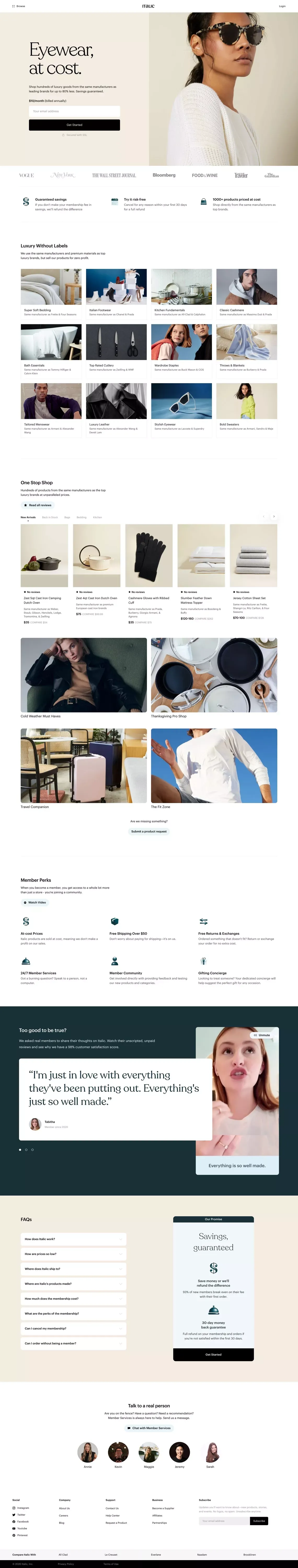 Italic | Quality, At Cost - Ecommerce design