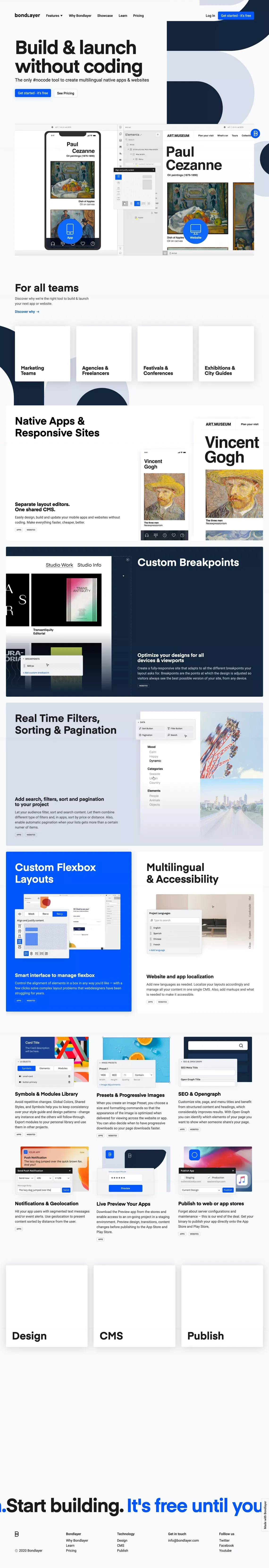The only #nocode tool to create multilingual native apps & websites | Bondlayer - Landing design