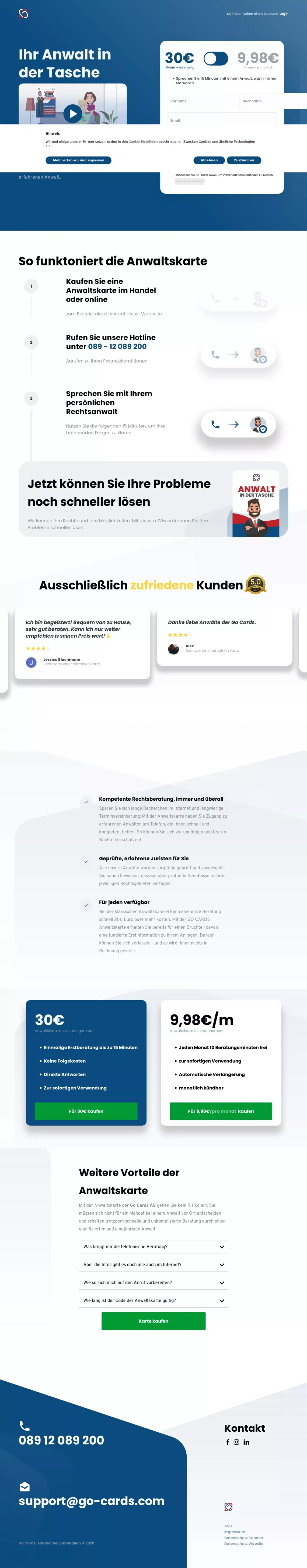 Die Anwaltskarte von GO Cards - website design
